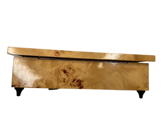 Vintage Wood Inlay Music Box Table Or Jewelry Box with Storage Plays Beautifully - Picture 9 of 12